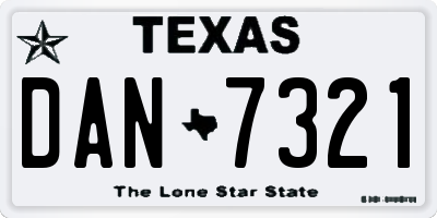 TX license plate DAN7321