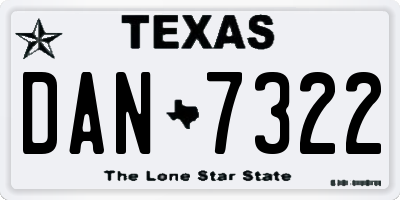 TX license plate DAN7322
