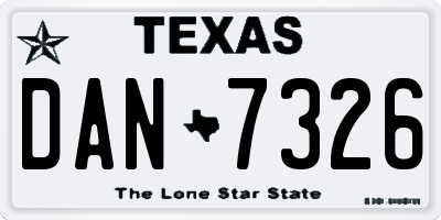 TX license plate DAN7326