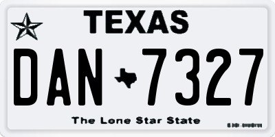 TX license plate DAN7327