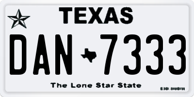 TX license plate DAN7333