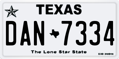 TX license plate DAN7334