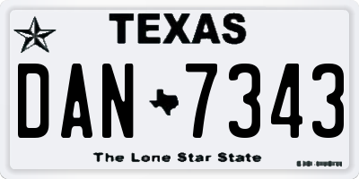 TX license plate DAN7343