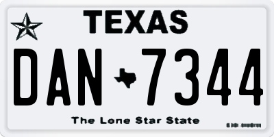 TX license plate DAN7344