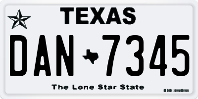 TX license plate DAN7345