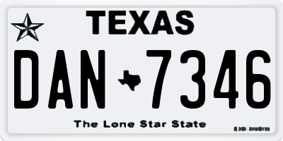 TX license plate DAN7346