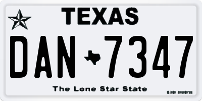 TX license plate DAN7347