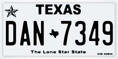 TX license plate DAN7349