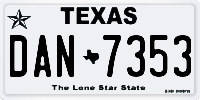 TX license plate DAN7353