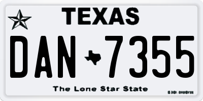 TX license plate DAN7355
