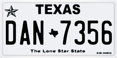 TX license plate DAN7356