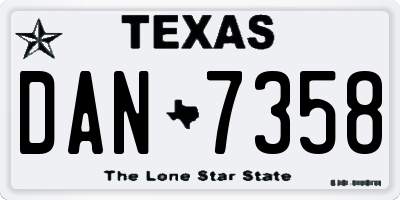 TX license plate DAN7358