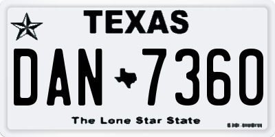 TX license plate DAN7360
