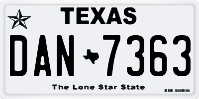 TX license plate DAN7363