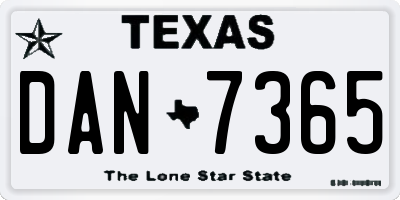 TX license plate DAN7365