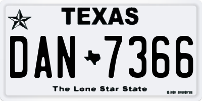 TX license plate DAN7366