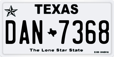 TX license plate DAN7368