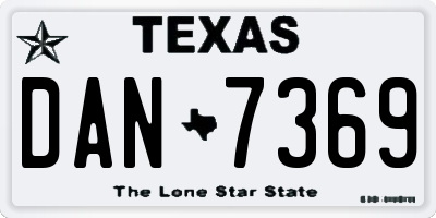 TX license plate DAN7369