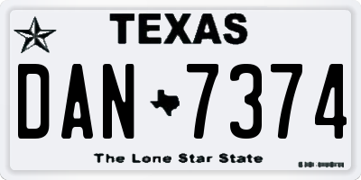 TX license plate DAN7374