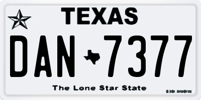 TX license plate DAN7377