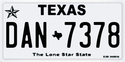 TX license plate DAN7378