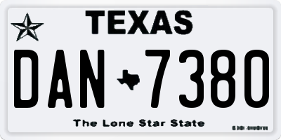 TX license plate DAN7380