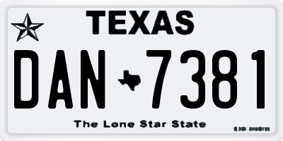 TX license plate DAN7381