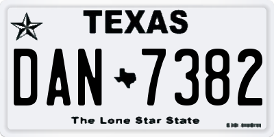 TX license plate DAN7382