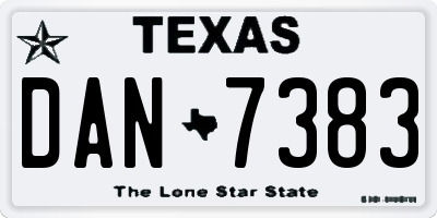 TX license plate DAN7383