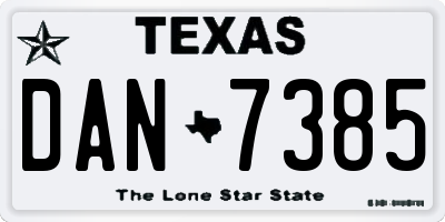 TX license plate DAN7385