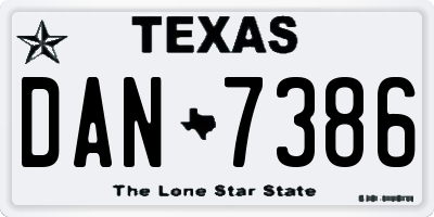TX license plate DAN7386
