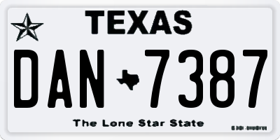 TX license plate DAN7387