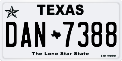 TX license plate DAN7388