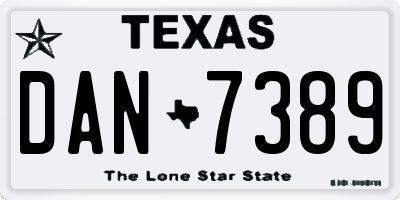 TX license plate DAN7389