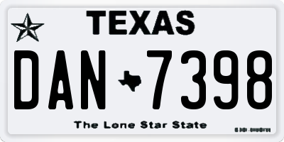 TX license plate DAN7398