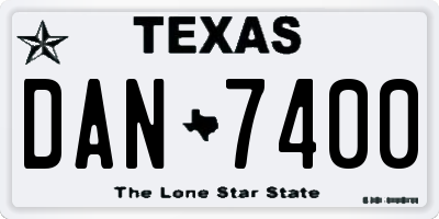 TX license plate DAN7400