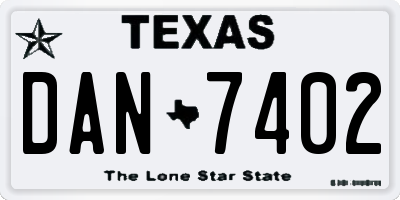 TX license plate DAN7402