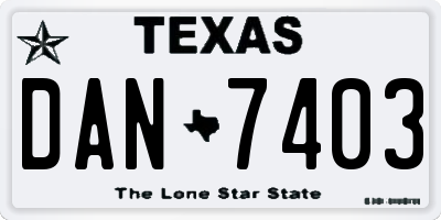 TX license plate DAN7403
