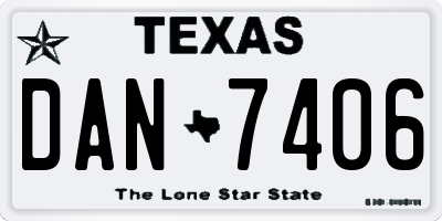 TX license plate DAN7406