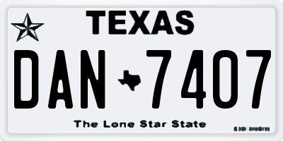 TX license plate DAN7407