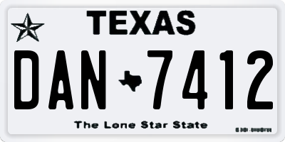 TX license plate DAN7412