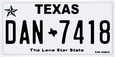 TX license plate DAN7418