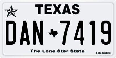 TX license plate DAN7419