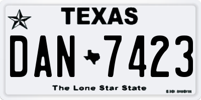 TX license plate DAN7423