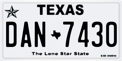 TX license plate DAN7430