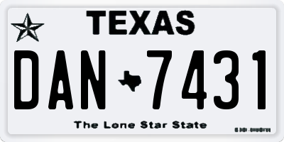 TX license plate DAN7431
