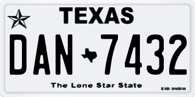TX license plate DAN7432