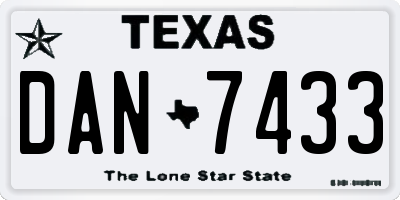 TX license plate DAN7433