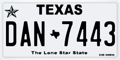 TX license plate DAN7443