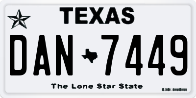 TX license plate DAN7449